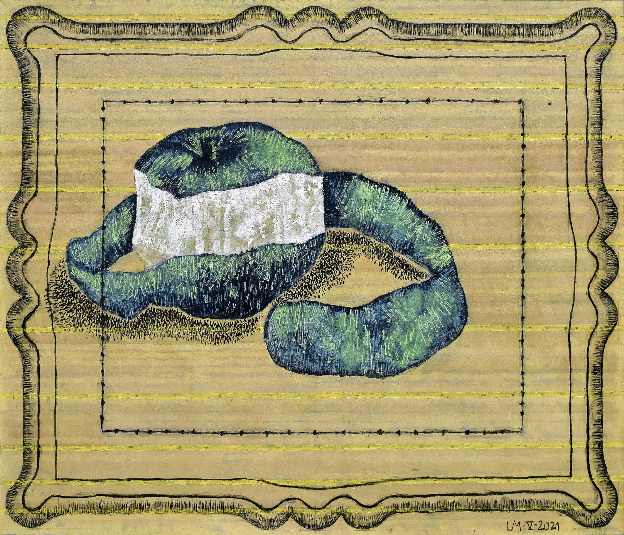 a drawing of a green apple Mandiola