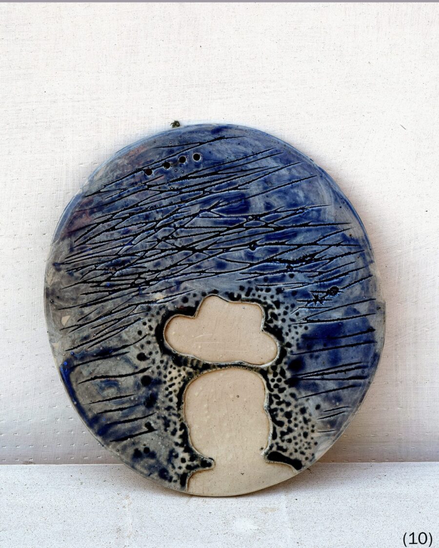 Porcelain sgraffito and pigments II by Luis Mandiola, contemporary porcelain artwork with sgraffito and colored pigments