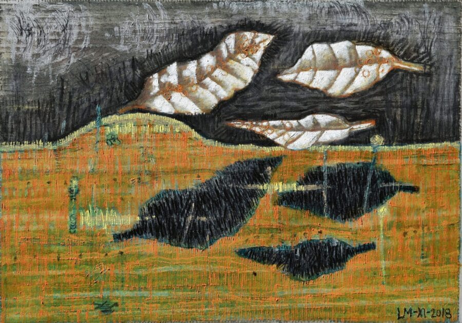 Abstract painting in oil and charcoal on canvas by Luis Mandiola, contemporary art piece