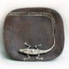 Ceramic plate with a sculpted lizard by Luis Mandiola, contemporary ceramic artwork