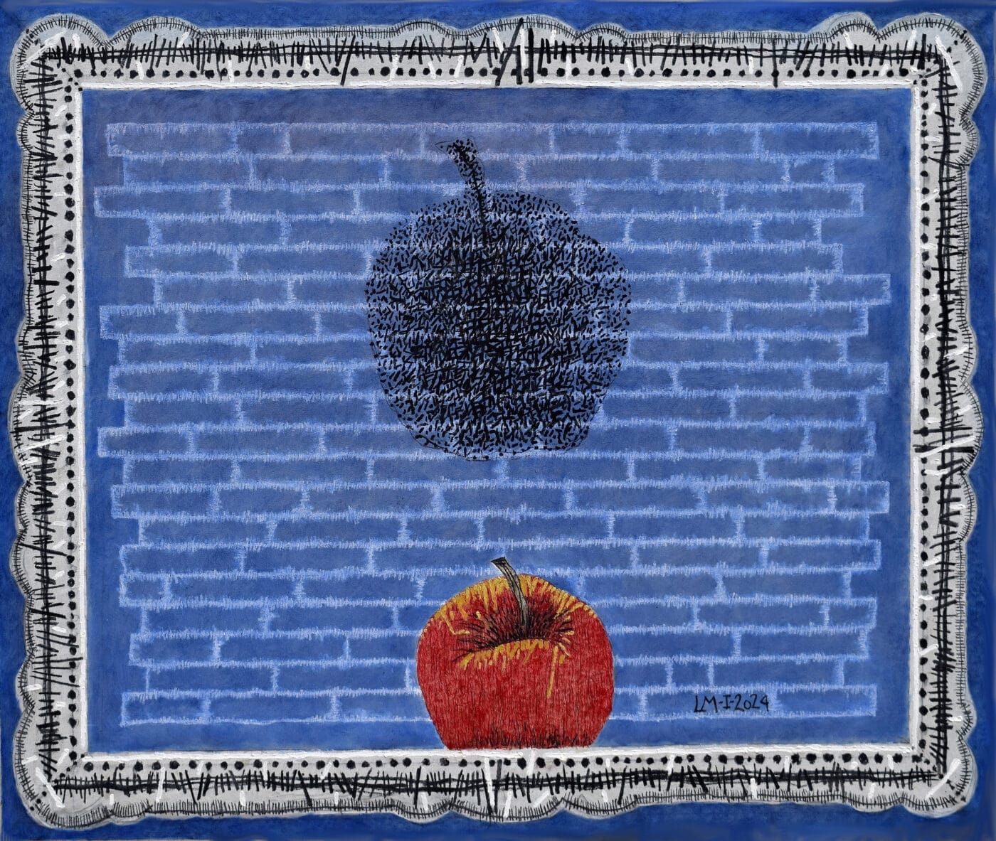 Painting in oil and charcoal on canvas by Luis Mandiola, contemporary art piece