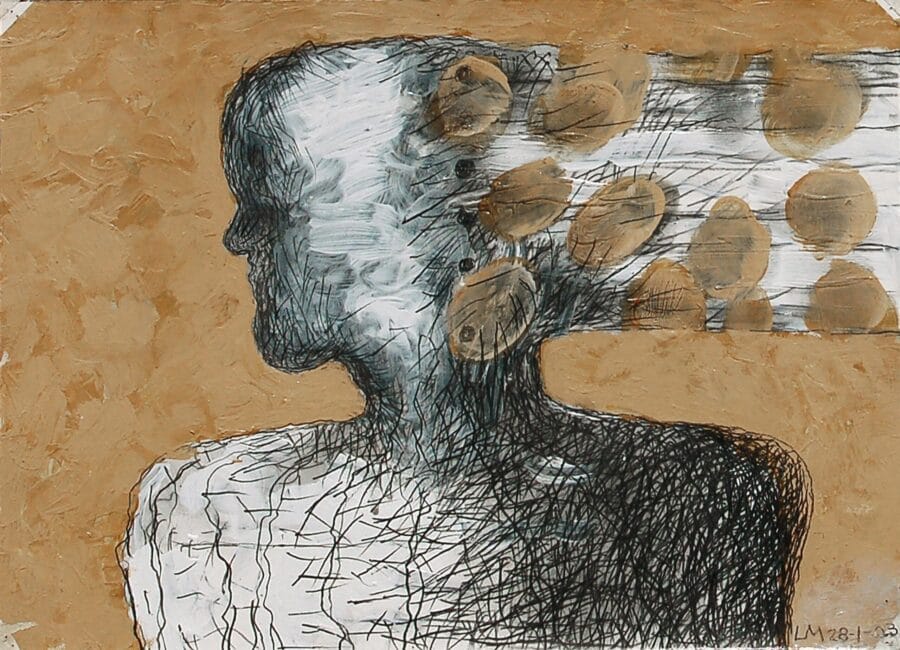 Close-up of Drawing on paper – texture detail – Luis Mandiola