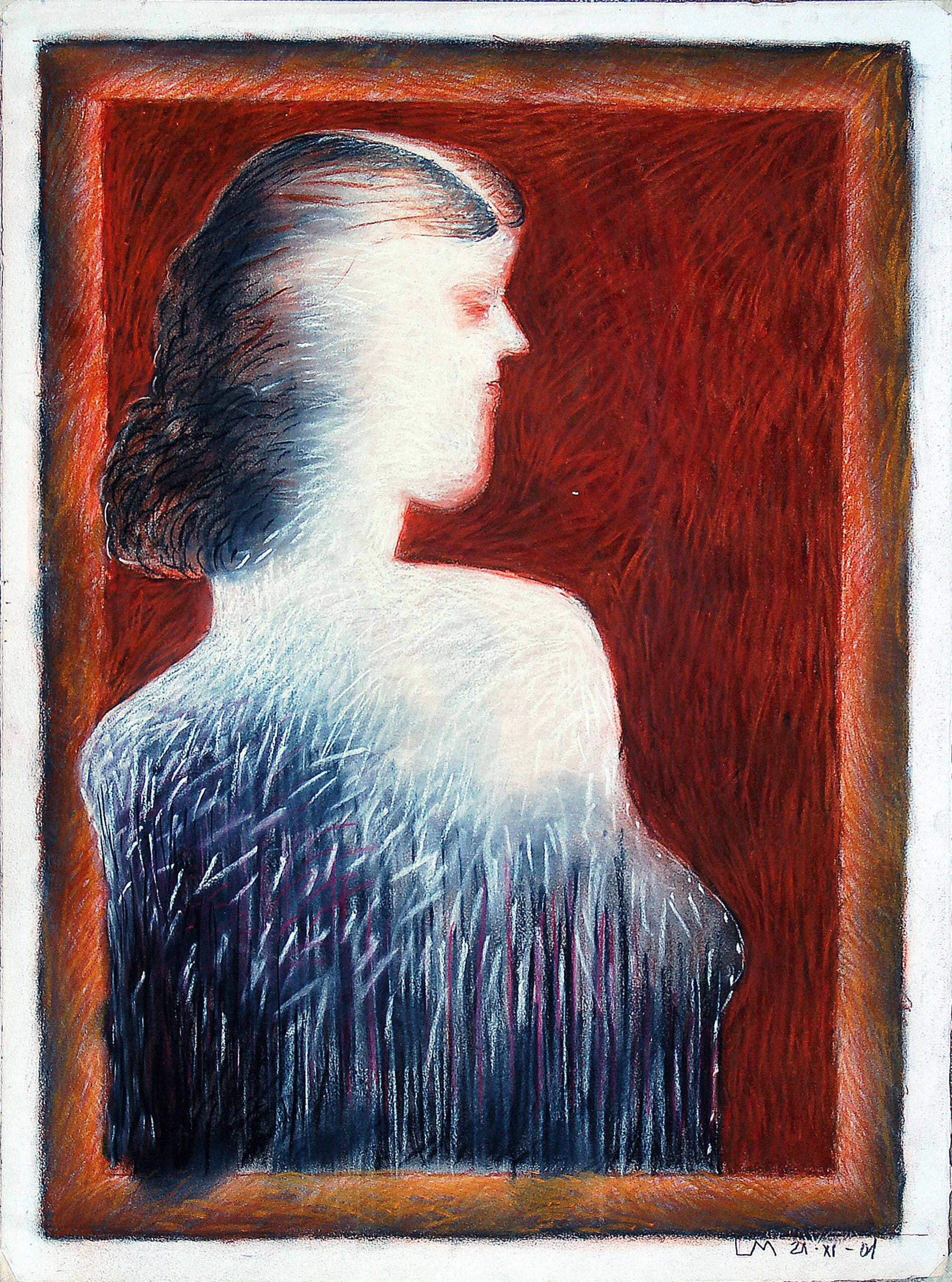 Chalk on paper artwork by Luis Mandiola, contemporary drawing on paper